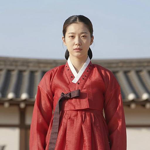 Korean Woman in Traditional Hanbok Dress