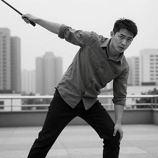 Dynamic Urban Portrait in Black and White