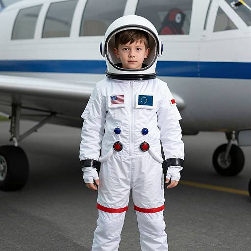 Boy in Airplane Space Suit Costume