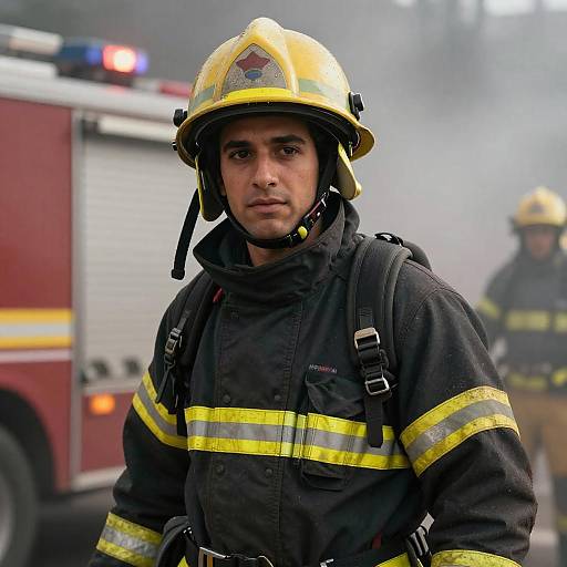 Cinematic Fireman Closeup Action Shot