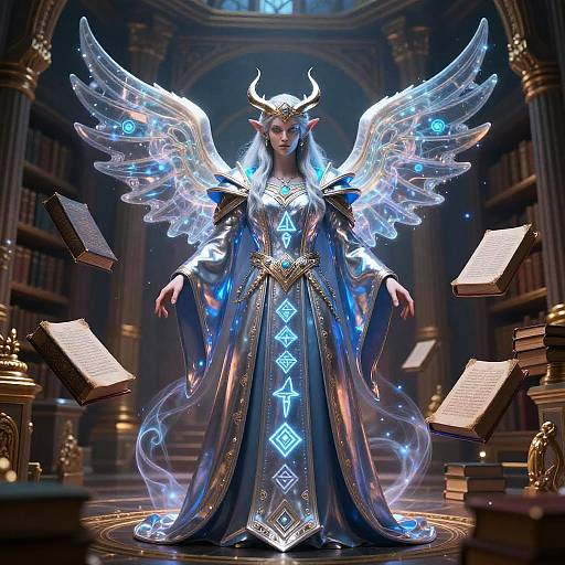 Kalashtar Wizard in Mystical Library