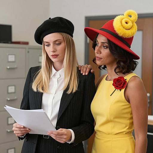 Diverse Office Scene with Two Women