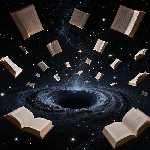 Surreal Cosmic Library Above Void
