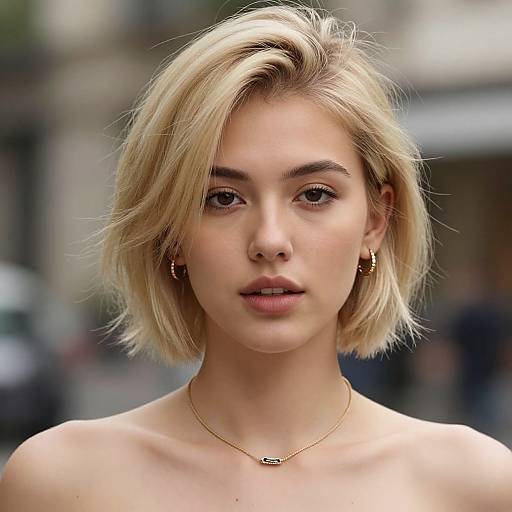 Realistic Portrait of Trendy Blonde Woman