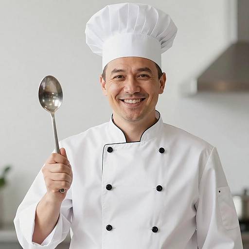 Smiling Male Chef Portrait in White