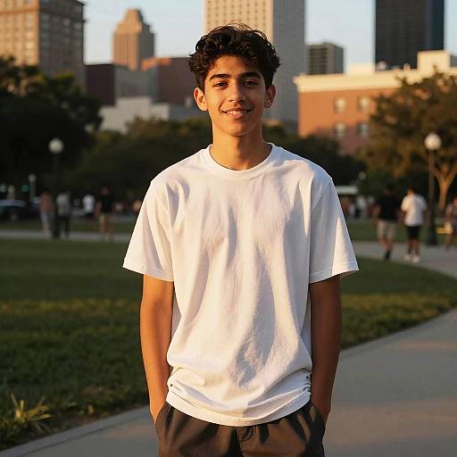 Confident Hispanic Teen in Urban Park