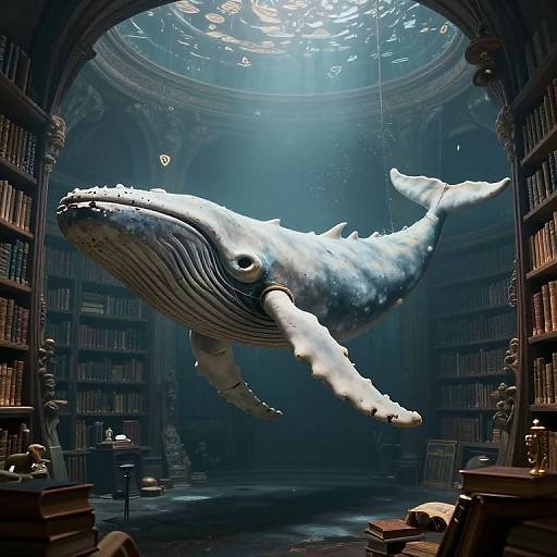 Ancient Library Within Whale Skeleton