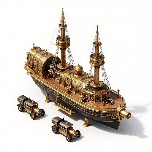 Isometric Clockwork Airship Port Scene