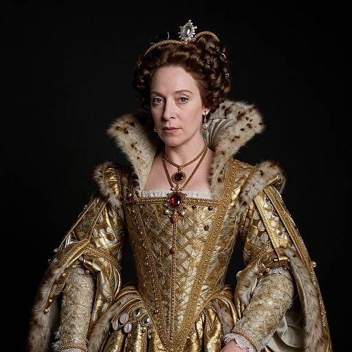 Regal Renaissance Woman in Gold Gown