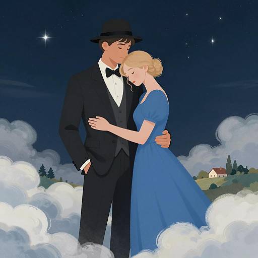 Romantic Night in a Dreamlike Landscape