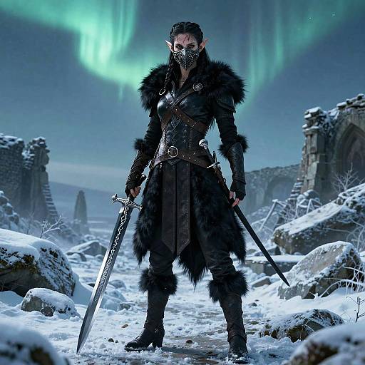 Scarred Frostborn Drow Huntress Portrait