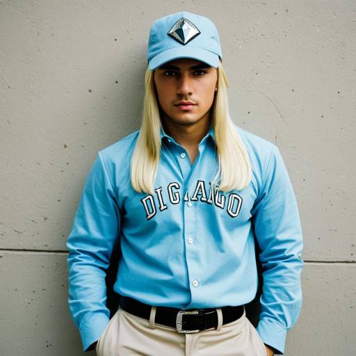 Man in Light Blue Shirt and Cap with Blonde Hair