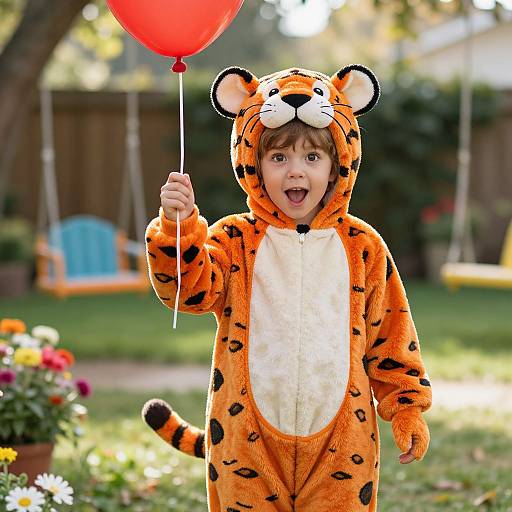 Joyful Child in Tiger Costume