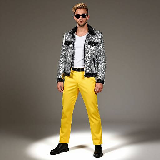 Realistic Man in Disco Costume