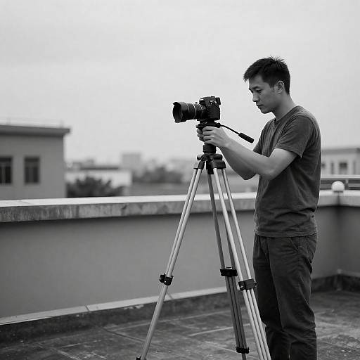 Rooftop Photographer in Black and White
