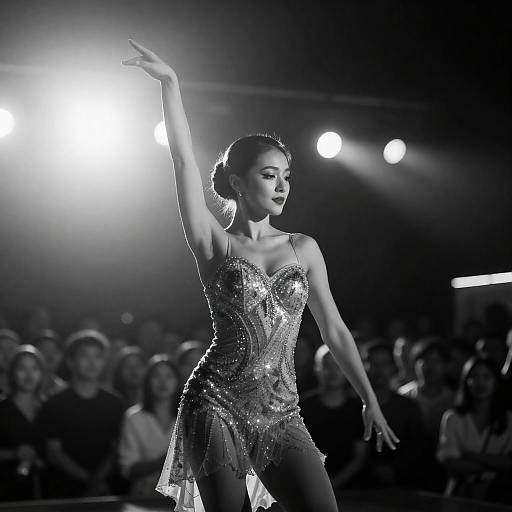 Silhouetted Dancer Beneath Star Stage Lights