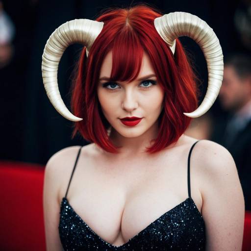 Realistic Portrait of Girl in Horns