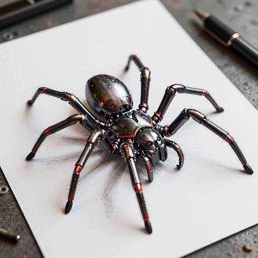 Cyberpunk Metallic Robot Spider Art