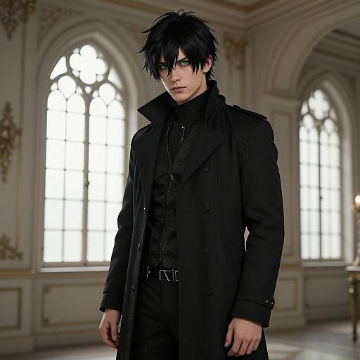 Confident Man in Gothic Travel Coat