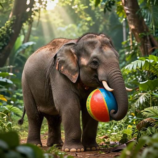 Playful Baby Elephant in Jungle