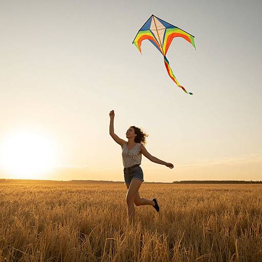 Woman Running Through Golden Field