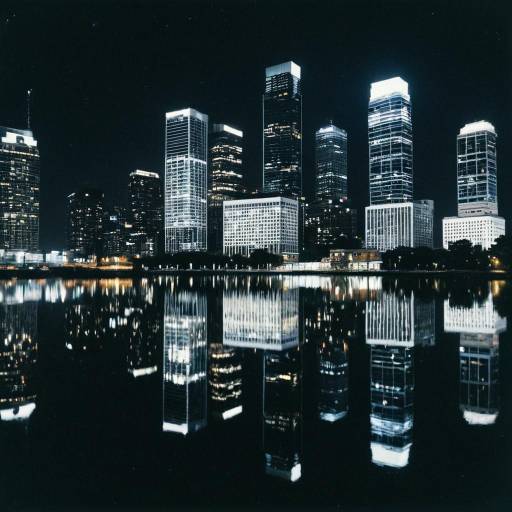 Nighttime Cityscape with Reflective Water