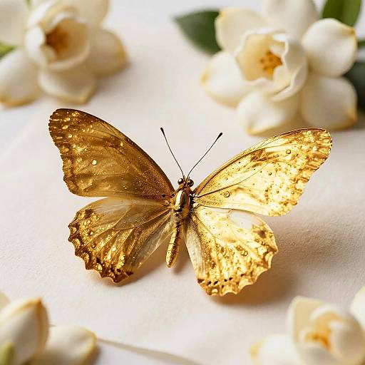 Majestic Golden Butterfly on Lemon Chiffon