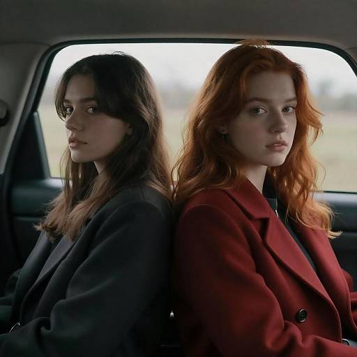 Two Women in Car with Colorful Interior