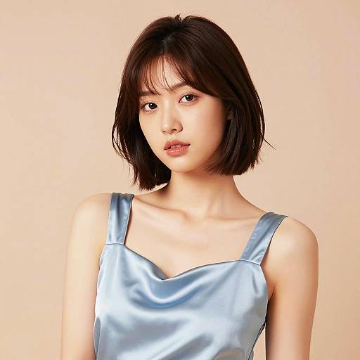 Elegant Young Woman with Bob Haircut