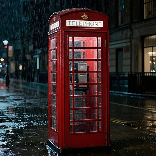 Rainy Night Telephone Booth Scene