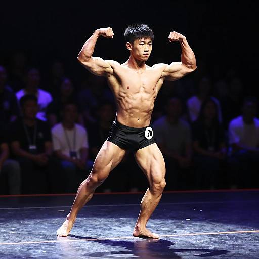 Teen Bodybuilder Power Pose Spotlight