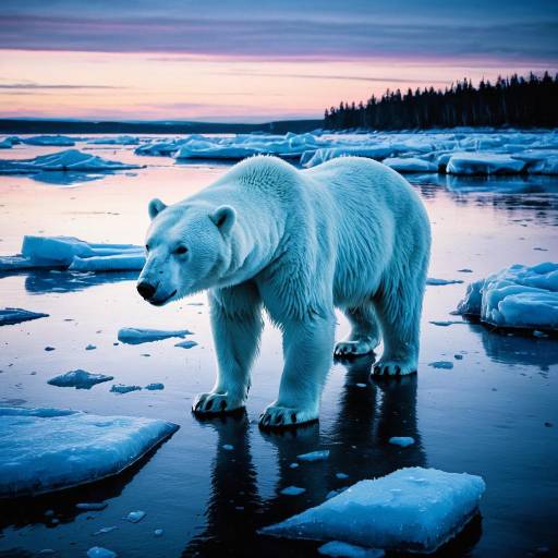 Polar Bear on Frozen Bay at Twilight Polar Bear on Frozen Bay at Twilight