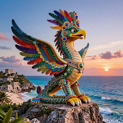 Majestic Kukulkan Feathered Serpent Statue