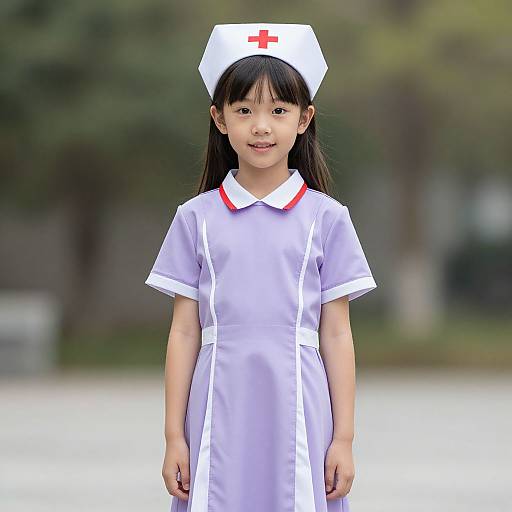 Youth Nurse Costume in Purple Dress