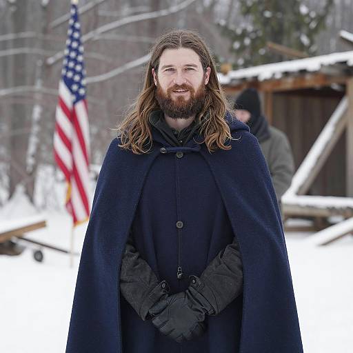 Man in Blue Cloak in Snowy Forest