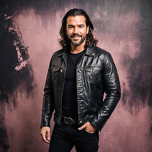 Rugged Man in Negan Outfit Portrait Rugged Man in Negan Outfit Portrait