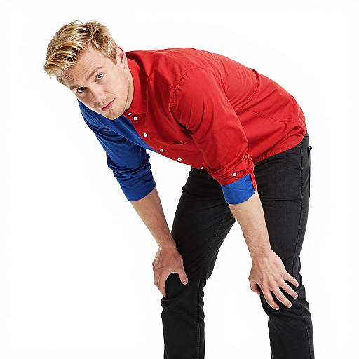 Blonde Man Leaning Forward