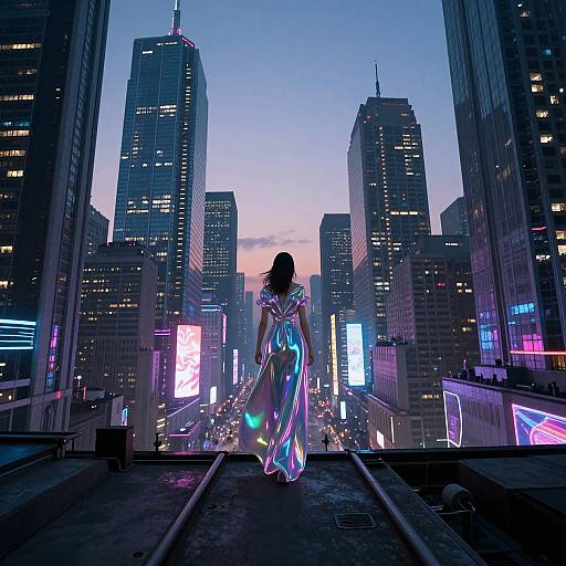 Enigmatic Cyberpunk Cityscape at Twilight