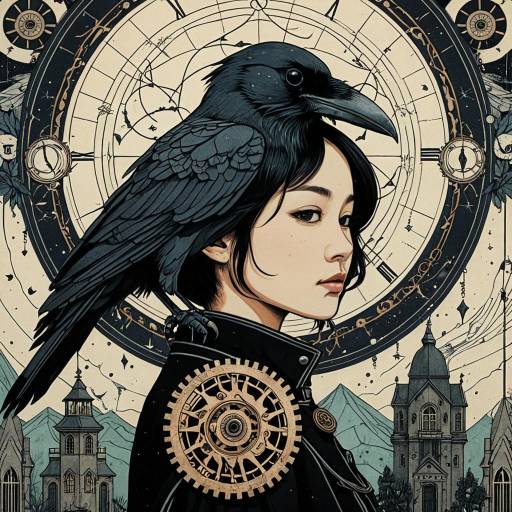 Haunted Guardian with Raven and Cogwheel