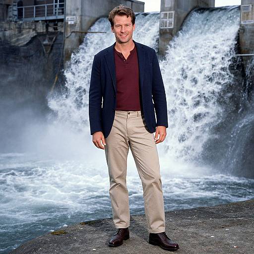 Man Standing by Hydroelectric Dam