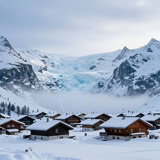 Serene Alpine Village on Floating Glacier