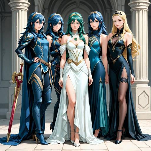 Stylized Characters in Elegant Attire