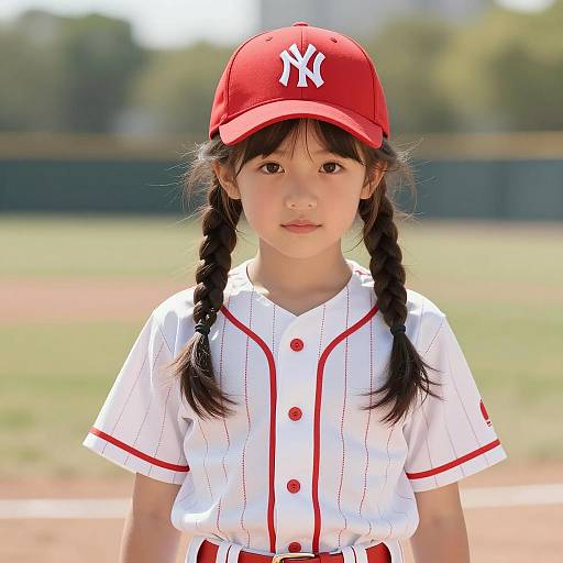 Young Girl in Baseball Uniform