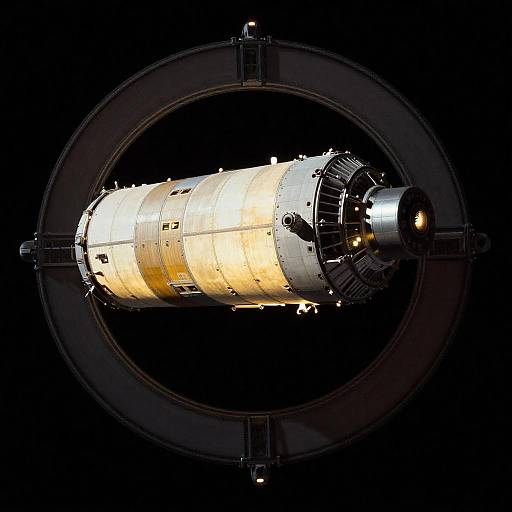 Cylindrical Spacecraft Over Industrial Station