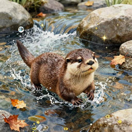 Watercolor Baby Otter by Riverside