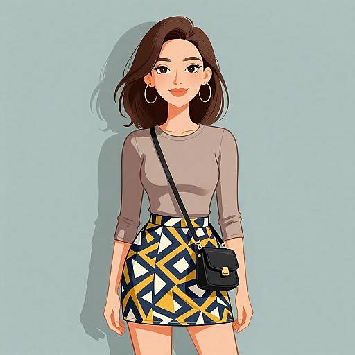 Smiling Woman in Casual Chic Outfit