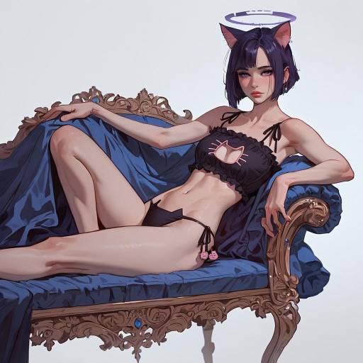 Dreamy Anime Girl with Cat Ears