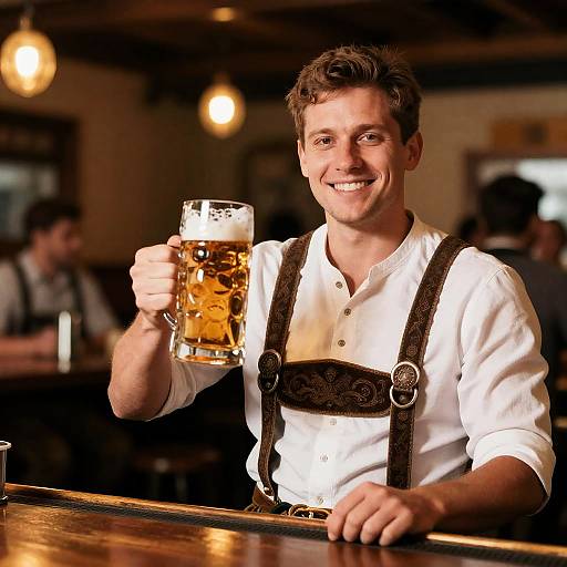 Oktoberfest Man Enjoying Beer