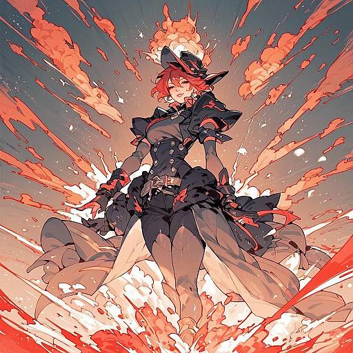 Monochrome Explosion with Red Blood