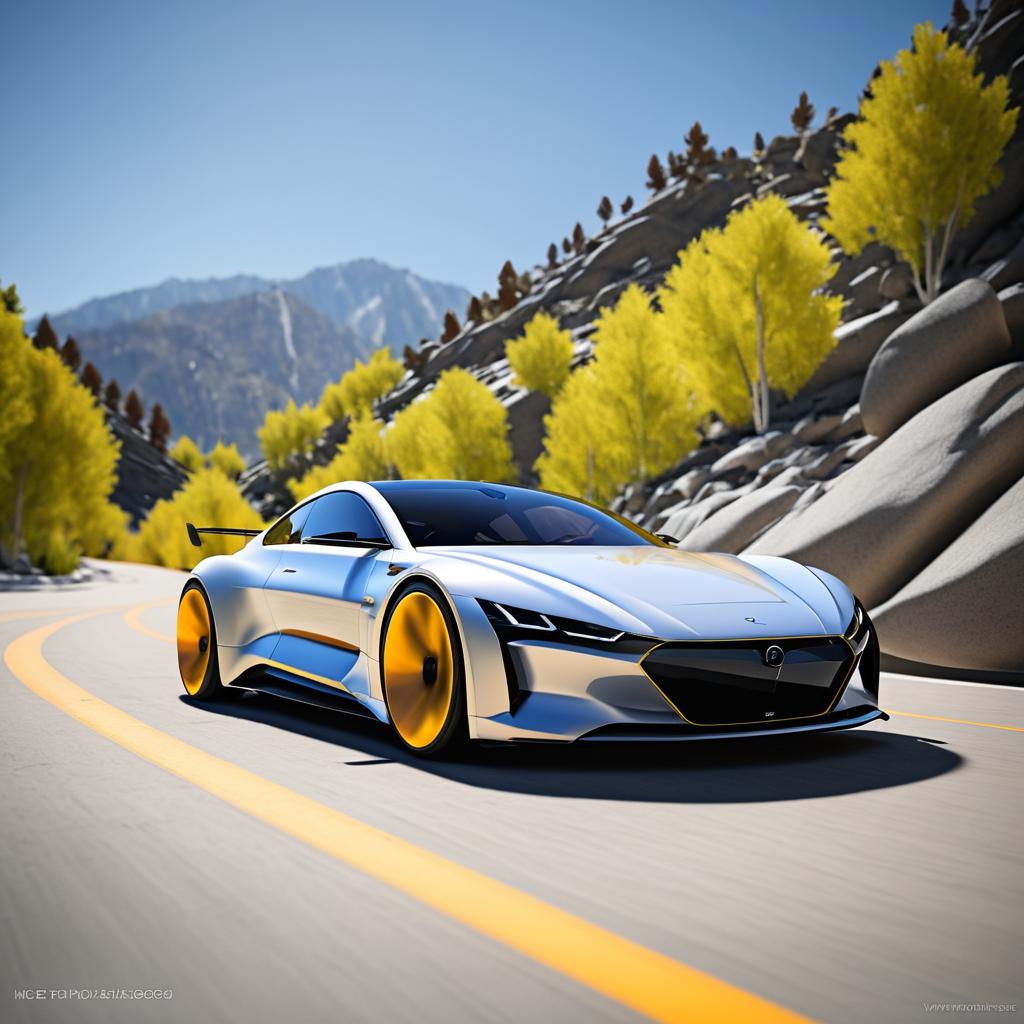 Sleek Electric Sports Car in Utah Canyon